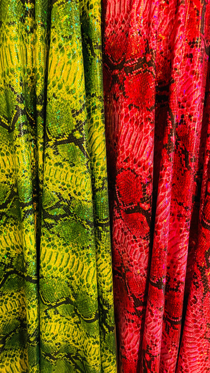 Viper Exotic design hologram metallic nylon spandex 4-way stretch 58/60” High quality fabrics by AlexLAFabrics