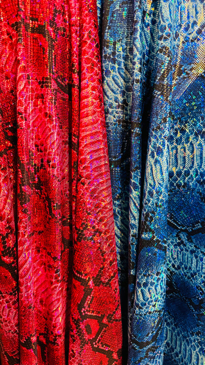 Viper Exotic design hologram metallic nylon spandex 4-way stretch 58/60” High quality fabrics by AlexLAFabrics