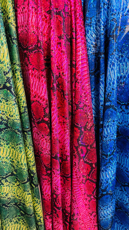 Viper Exotic design hologram metallic nylon spandex 4-way stretch 58/60” High quality fabrics by AlexLAFabrics