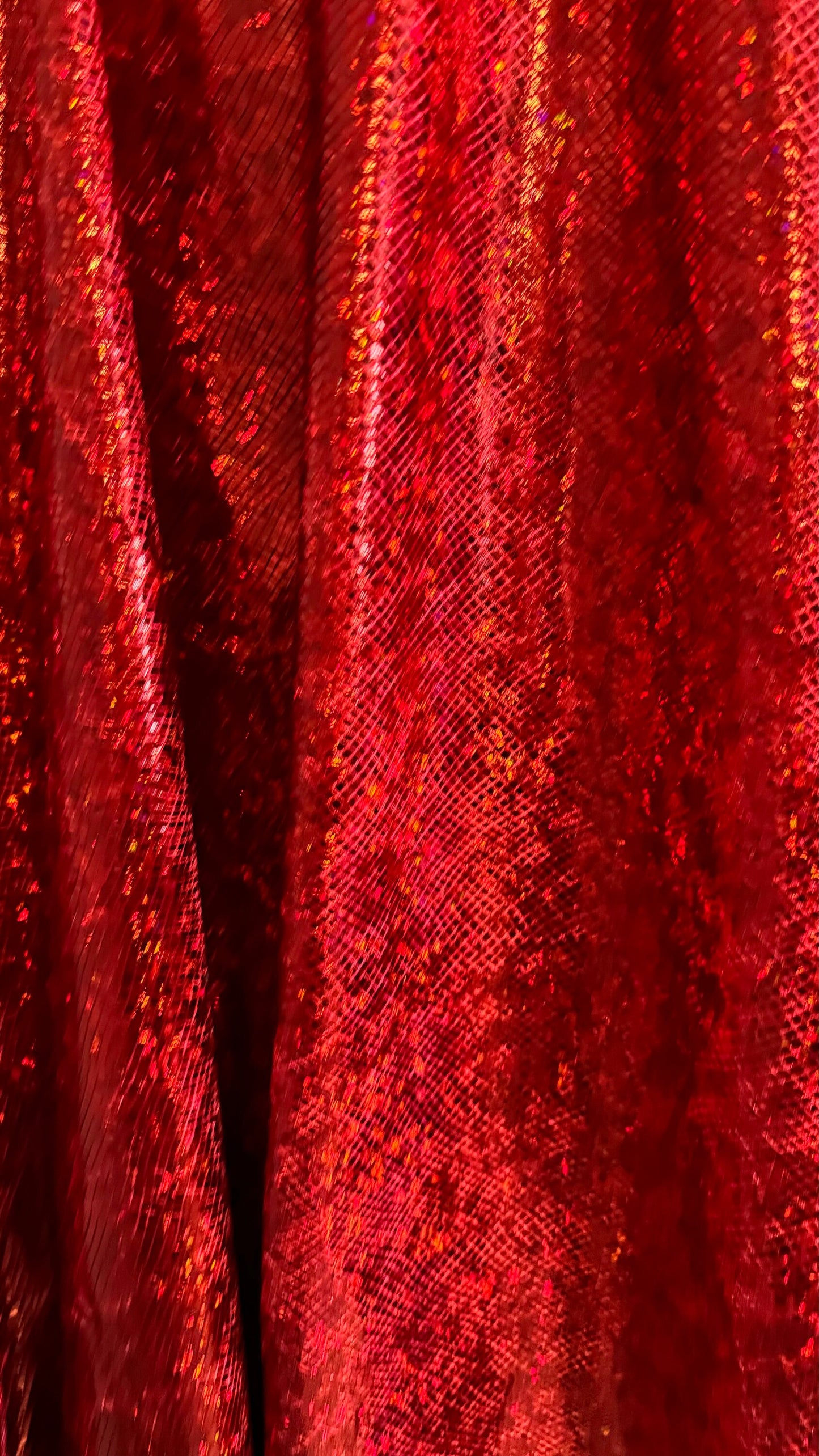Shattered glass Red/Red  hologram metallic foil on stretch velvet best quality in the market 2-way stretch 58/60” High quality fabrics