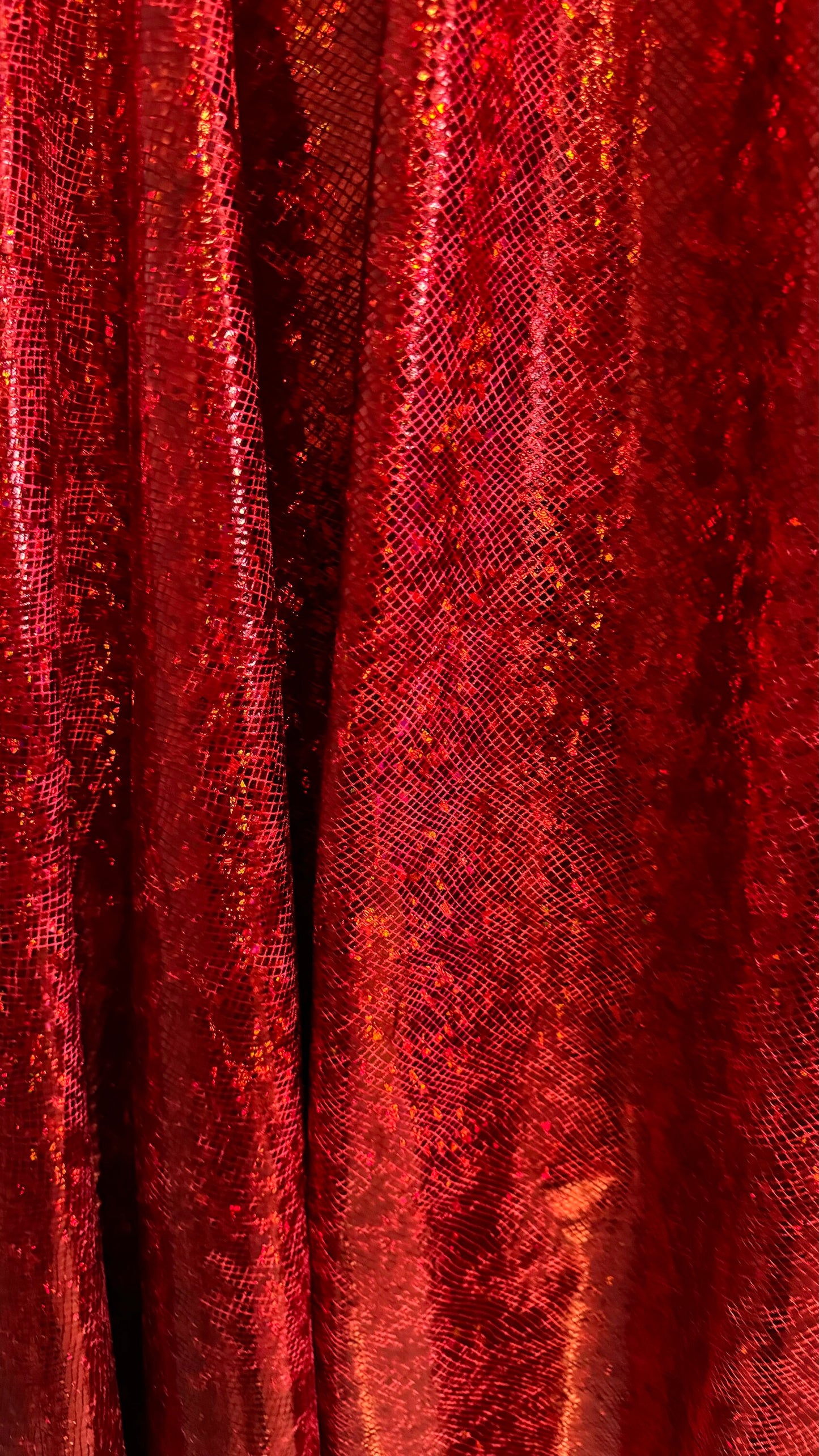 Shattered glass Red/Red  hologram metallic foil on stretch velvet best quality in the market 2-way stretch 58/60” High quality fabrics