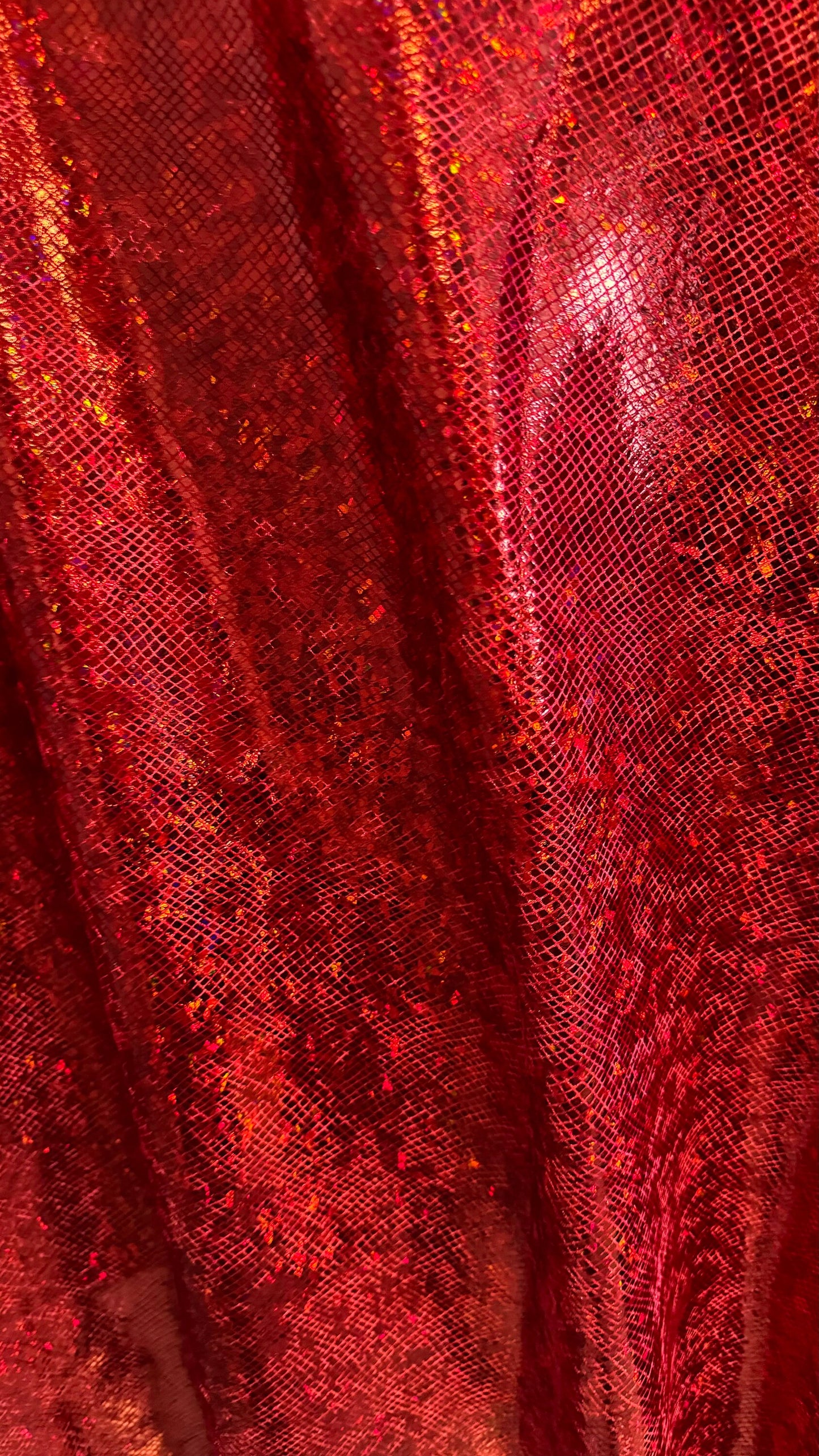 Shattered glass Red/Red  hologram metallic foil on stretch velvet best quality in the market 2-way stretch 58/60” High quality fabrics
