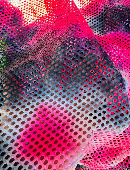 New tie dye fishnet 2-way stretch 58/60” High quality fabrics by AlexLAFabrics