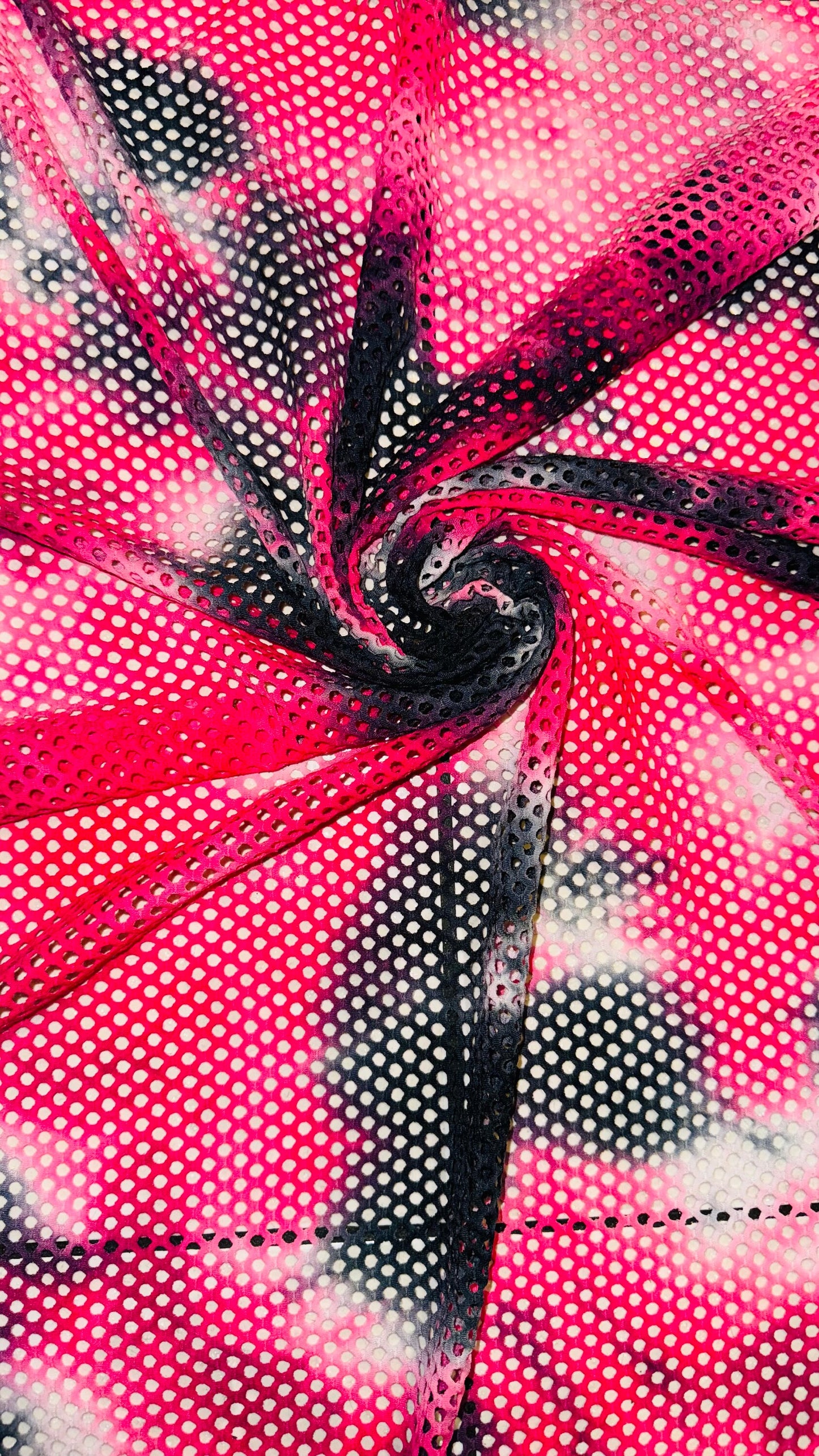 New tie dye fishnet 2-way stretch 58/60” High quality fabrics by AlexLAFabrics