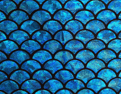Medium mermaid fish scales with hologram foil  nylon spandex 4way Stretch 58/60" Sold by the yd. Ships worldwide from Los Angeles California