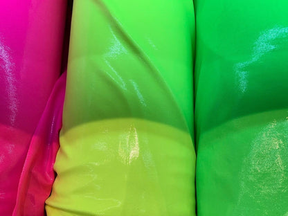 New neon colors foggy foil nylon spandex 4way stretch 58/60" Sold by the YD. Ships worldwide from Los Angeles California USA.