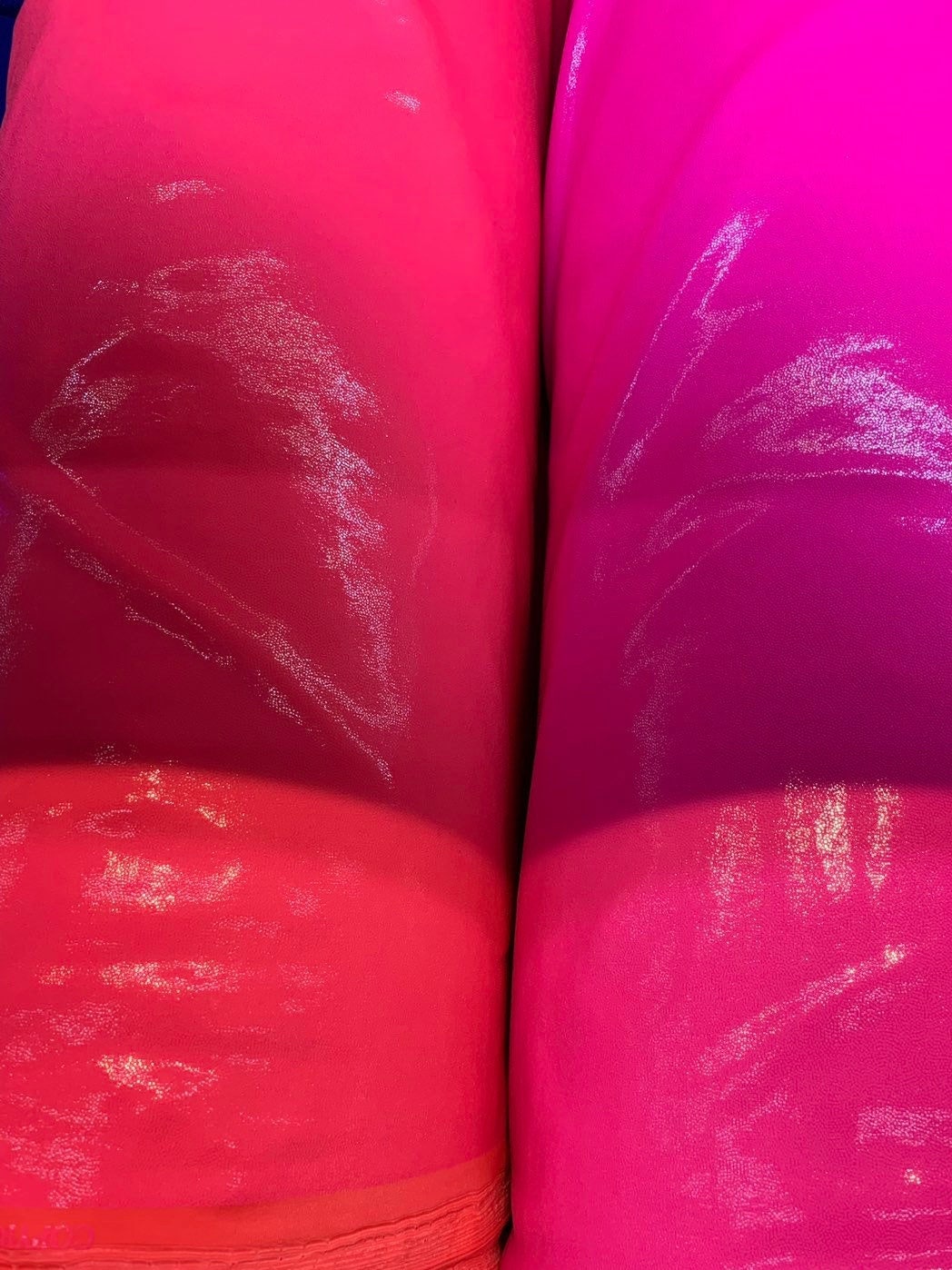 New neon colors foggy foil nylon spandex 4way stretch 58/60" Sold by the YD. Ships worldwide from Los Angeles California USA.
