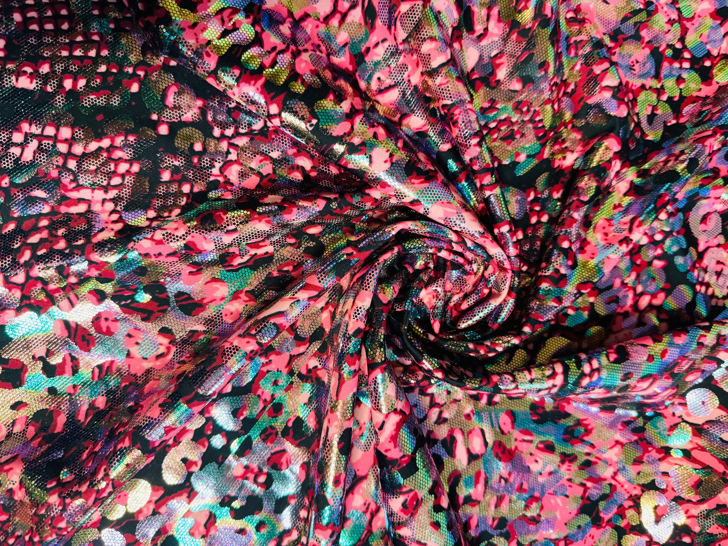 New Luxury Iridescent snake design hologram metallic nylon spandex 4-way stretch 58/60” High quality fabrics by AlexLAFabrics