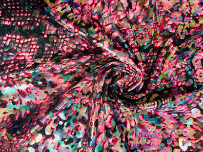 New Luxury Iridescent snake design hologram metallic nylon spandex 4-way stretch 58/60” High quality fabrics by AlexLAFabrics