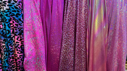 Luxury Various design hologram metallic nylon spandex 4-way stretch 58/60” High quality fabrics by AlexLAFabrics