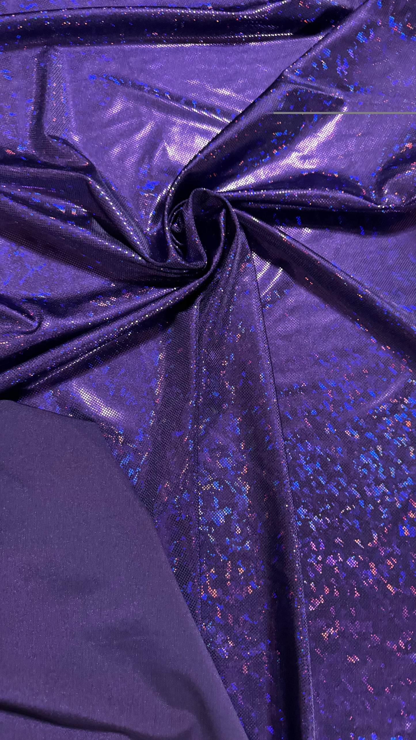 Purple Shattered Glass design hologram metallic nylon spandex 4-way stretch 58/50” High quality fabrics by AlexLAFabrics