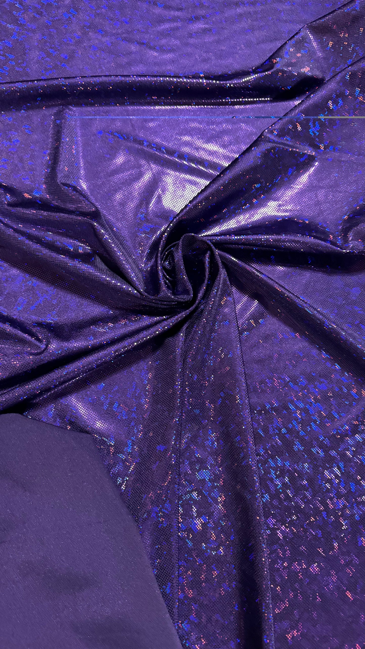 Purple Shattered Glass design hologram metallic nylon spandex 4-way stretch 58/50” High quality fabrics by AlexLAFabrics