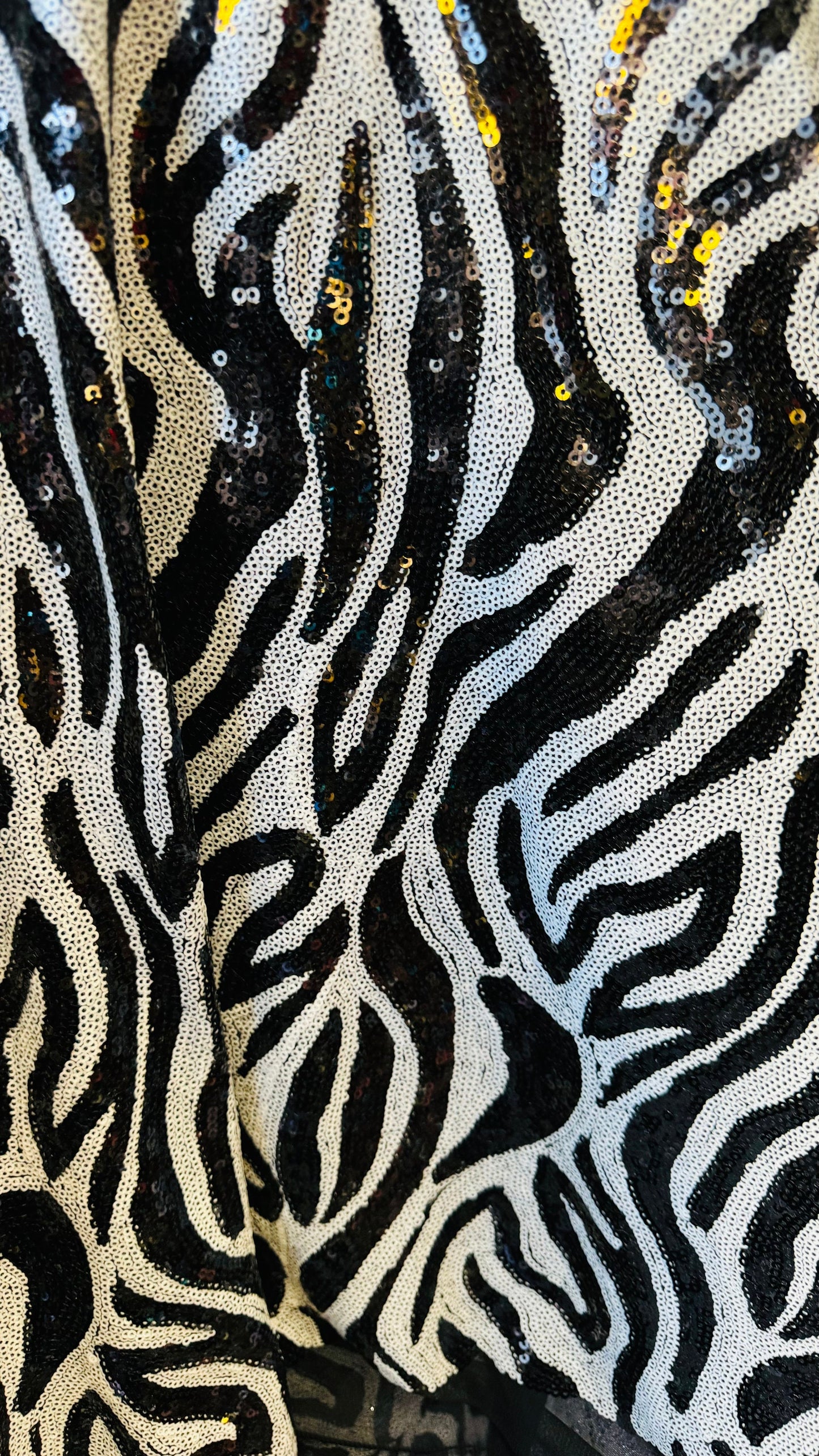 Zebra design  exotic animal on spandex sequins all over embroidered on mesh 55/57” High quality fabrics by AlexLAFabrics