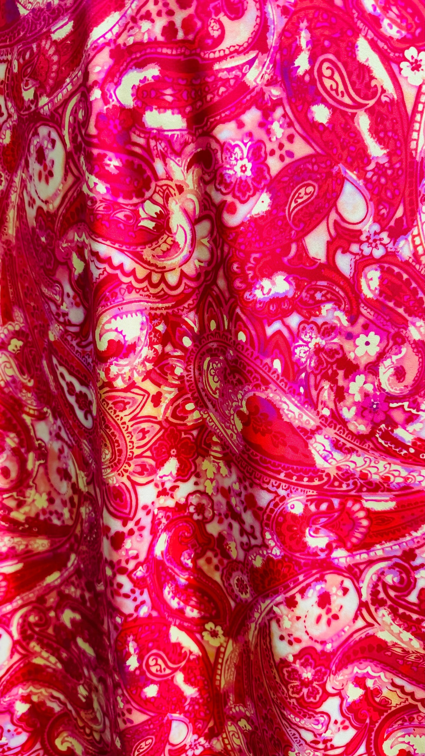 New Paisley design Warm pink color print on best quality of nylon spandex 4-way stretch 58/60” High quality fabrics by AlexLAFabrics