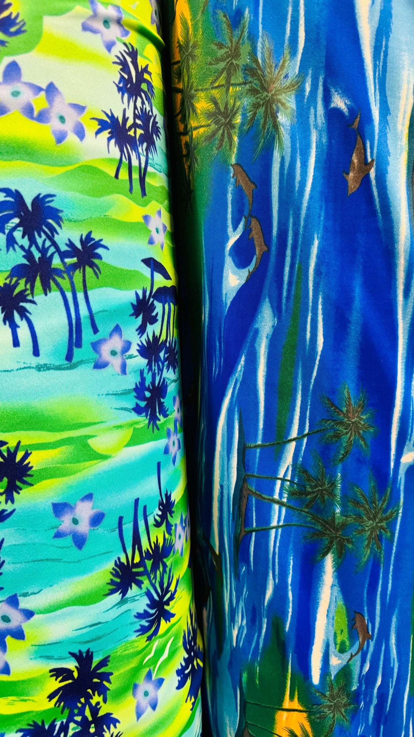 Hawaiian Tropical design Print on great quality of Brazilian nylon spandex 4-way stretch 58/60” High Quality fabrics by AlexLAFabrics