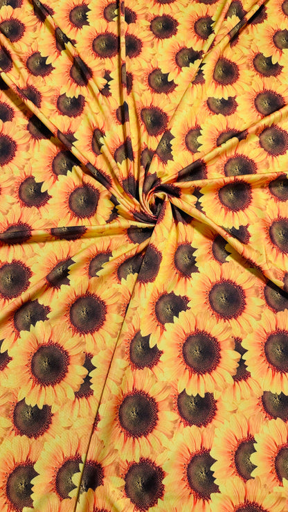 New Sunflower design print on best quality of nylon spandex 4-way stretch 58/60” High quality fabrics by AlexLAFabrics
