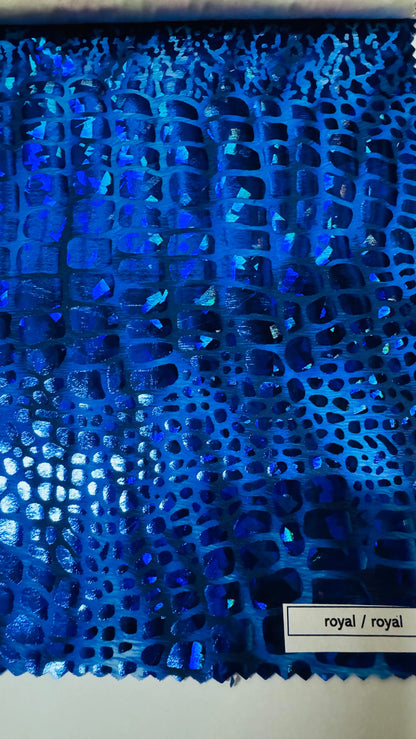 New Disco Crocodile design hologram metallic nylon spandex 4-way stretch 58/60” High quality fabrics by AlexLAFabrics