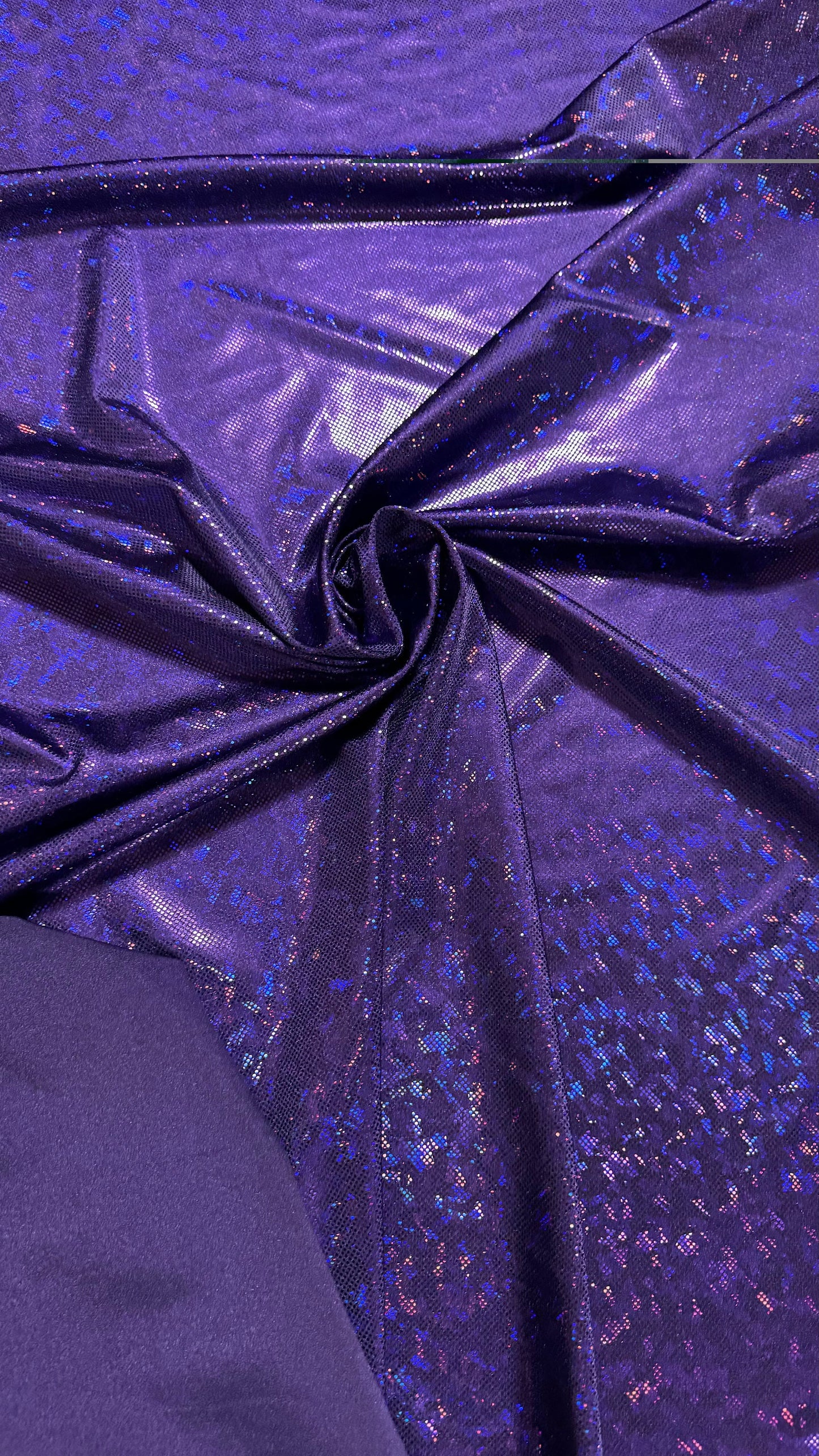 Purple Shattered Glass design hologram metallic nylon spandex 4-way stretch 58/50” High quality fabrics by AlexLAFabrics