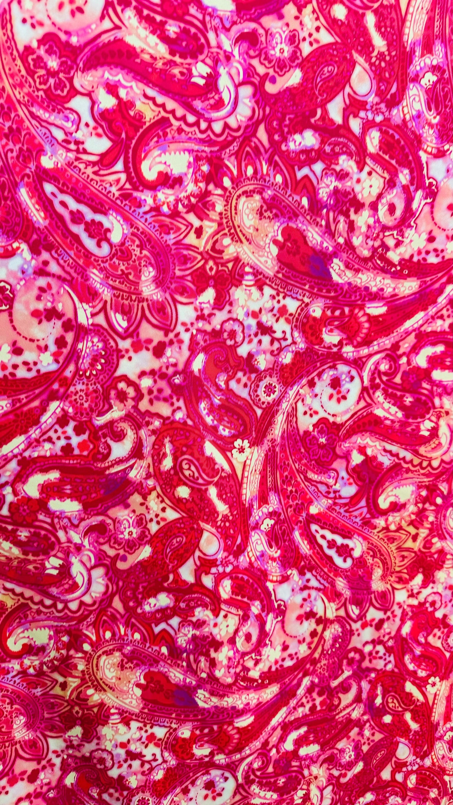 New Paisley design Warm pink color print on best quality of nylon spandex 4-way stretch 58/60” High quality fabrics by AlexLAFabrics