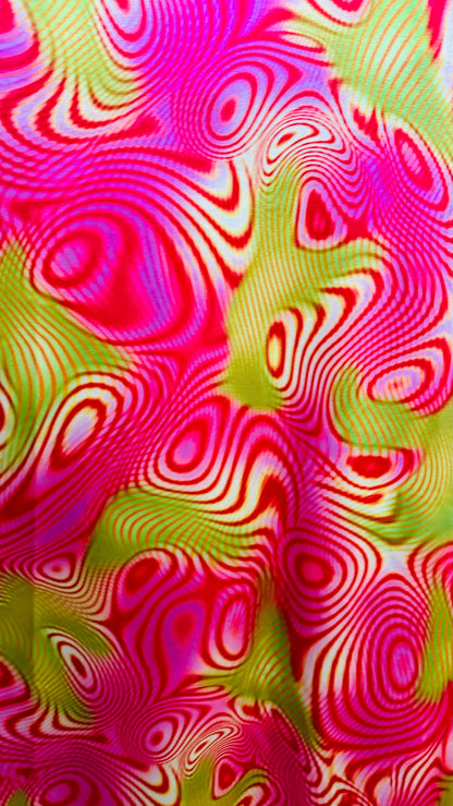 Pink/Green Abstract design print on best quality of nylon spandex 4-way stretch 58/60” High Quality fabrics by AlexLAFabrics
