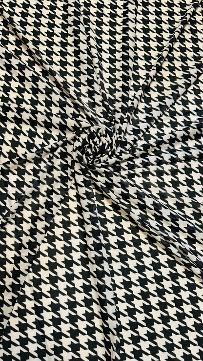 Houndstooth design print on great quality of power mesh 4-way stretch 58/60” High quality fabrics by AlexLAFabrics