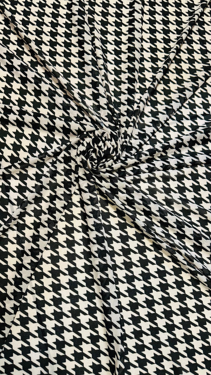 Houndstooth design print on great quality of power mesh 4-way stretch 58/60” High quality fabrics by AlexLAFabrics