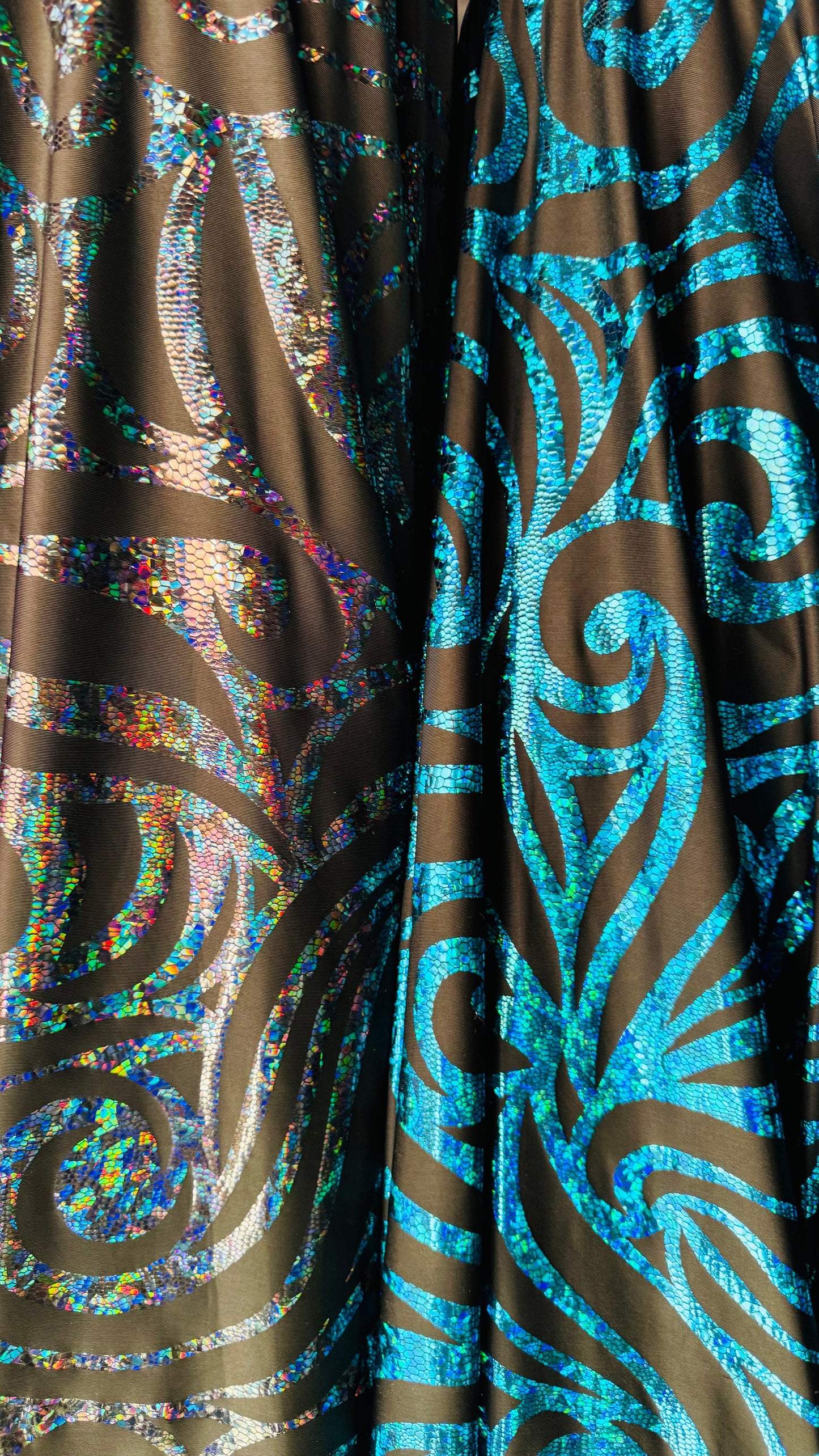 Rolex Swirl design Hologram metallic poly  spandex light weight 4-way stretch 58/60” High quality fabrics by AlexLAFabrics