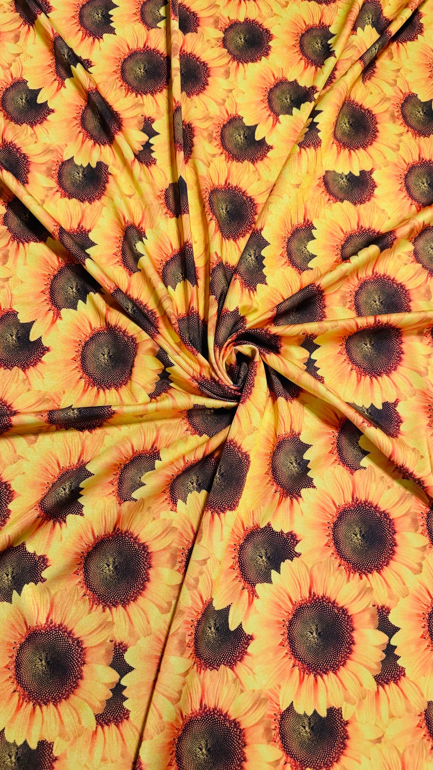 New Sunflower design print on best quality of nylon spandex 4-way stretch 58/60” High quality fabrics by AlexLAFabrics