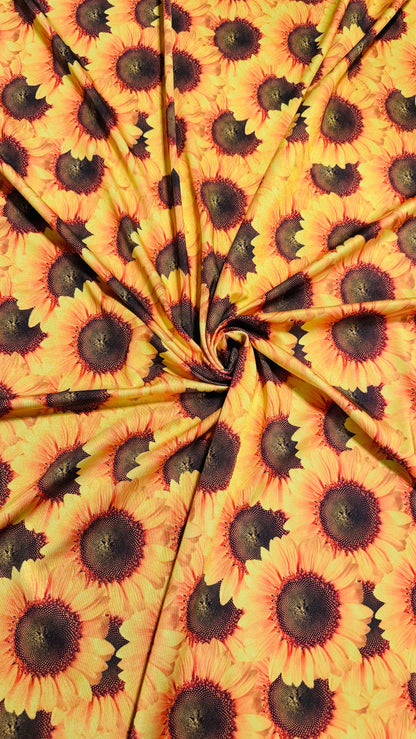 New Sunflower design print on best quality of nylon spandex 4-way stretch 58/60” High quality fabrics by AlexLAFabrics