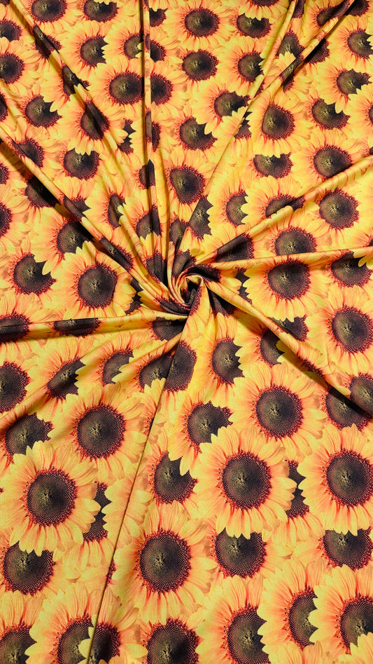 New Sunflower design print on best quality of nylon spandex 4-way stretch 58/60” High quality fabrics by AlexLAFabrics