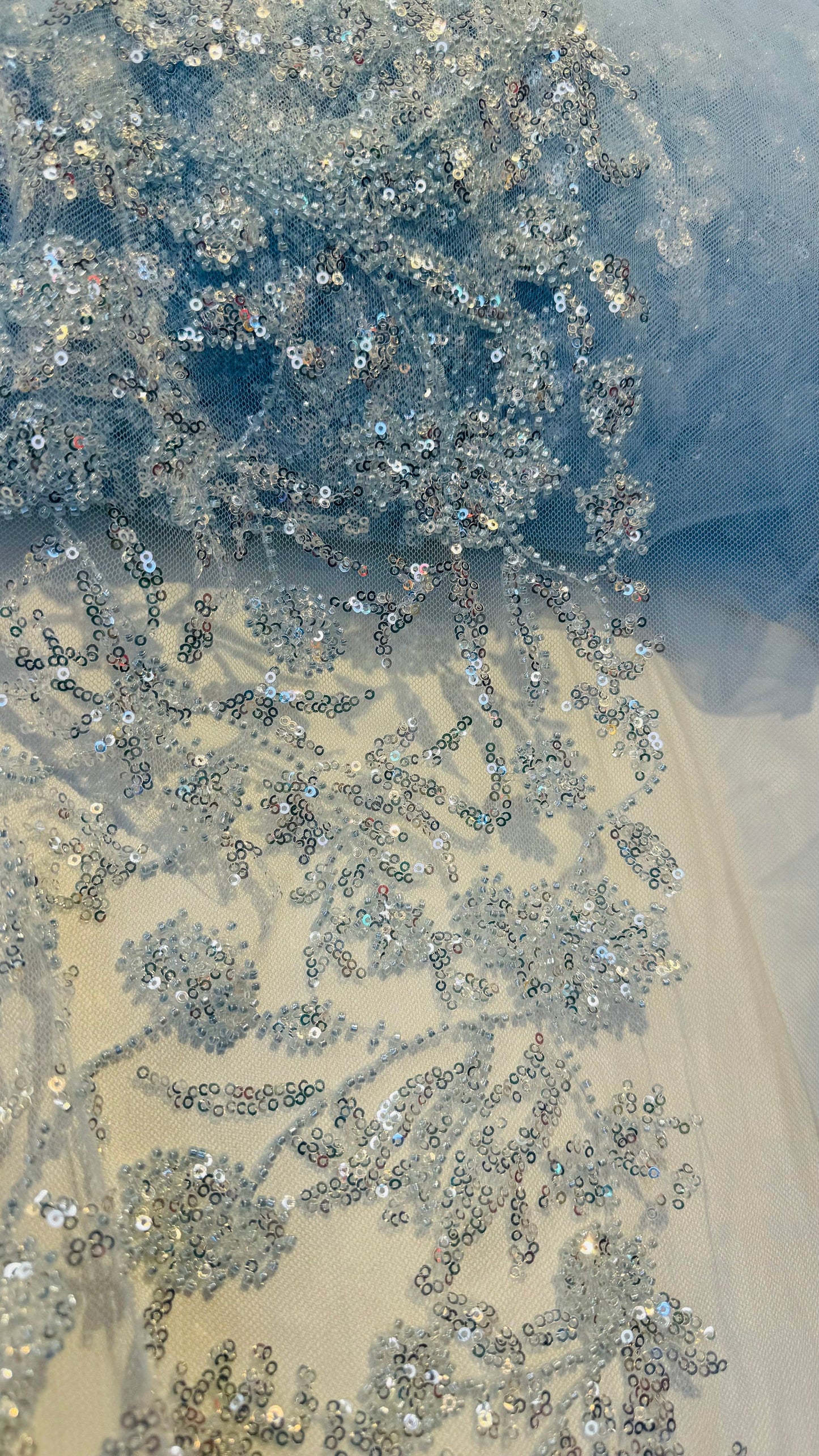 Luxury 3D Beaded Paris lace design embroidered on 4-way stretch mesh 55/57” High Quality fabrics by AlexLAFabrics