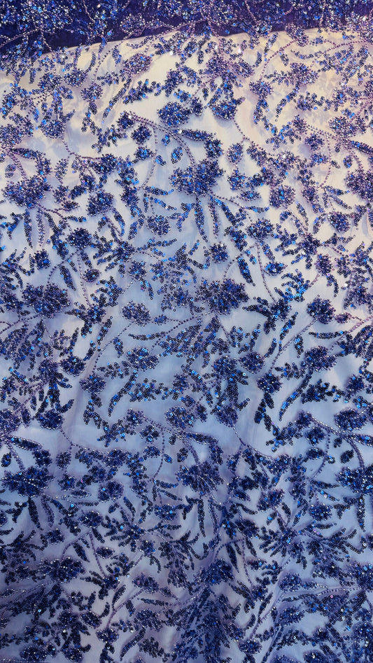 Luxury 3D Beaded Paris Lace design embroidered ok 4-way stretch mesh  55/57” High Quality fabrics by AlexLAFabrics