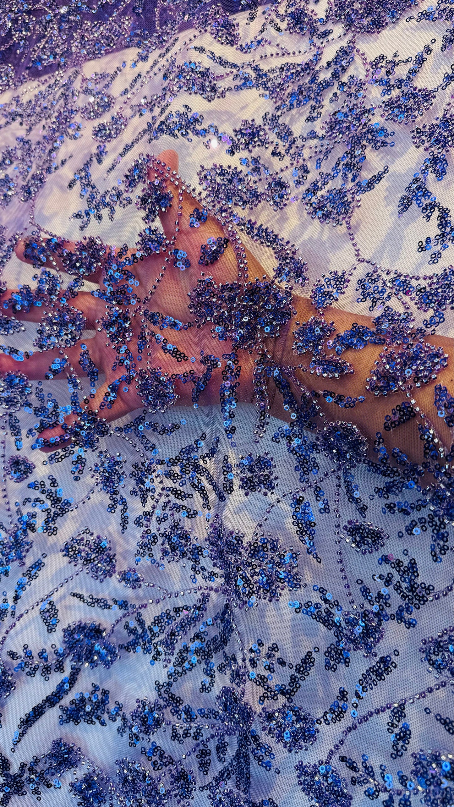 Luxury 3D Beaded Paris Lace design embroidered ok 4-way stretch mesh  55/57” High Quality fabrics by AlexLAFabrics