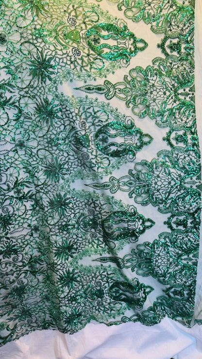 Luxury 3D Beaded Frace  Lace design embroidered ok 4-way stretch 55/57” High Quality fabrics by AlexLAFabrics