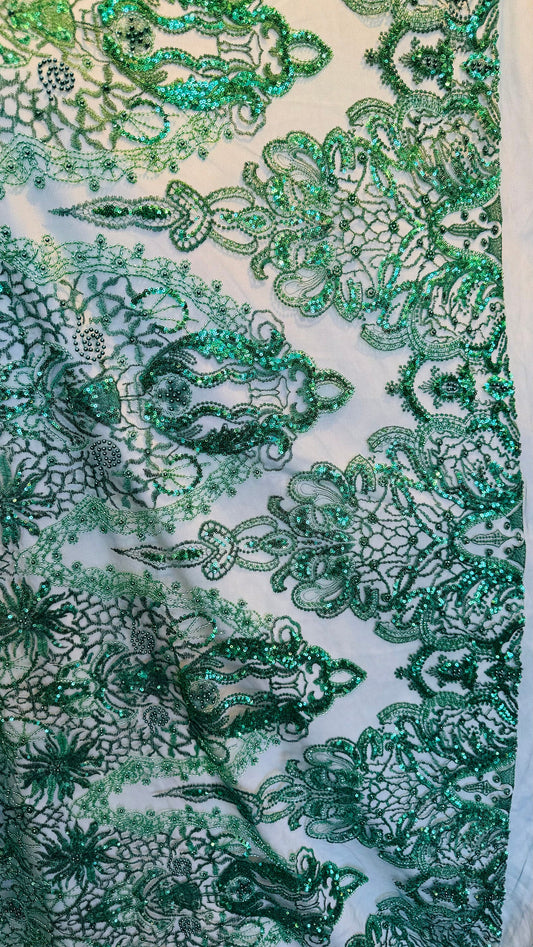 Luxury 3D Beaded Frace  Lace design embroidered ok 4-way stretch 55/57” High Quality fabrics by AlexLAFabrics