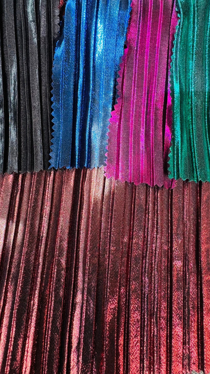 Luxury Metallic Pleated High quality fabric 2-way stretch 58/60” Sold by the YD. Ships worldwide from Los Angeles California USA