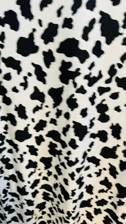 Cow design print on DTY brushed poly spandex 2-way stretch 58/60” High quality fabrics by AlexLAFabrics