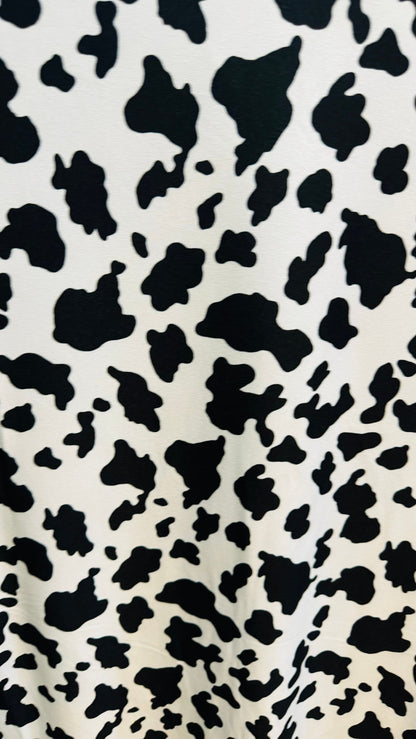 Cow design print on DTY brushed poly spandex 2-way stretch 58/60” High quality fabrics by AlexLAFabrics