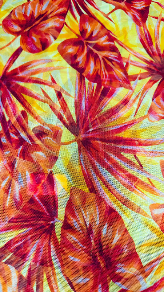 New Tropical design print on power mesh nylon spandex 4-way stretch 58/60” High quality fabrics by AlexLAFabrics