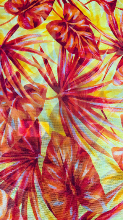 New Tropical design print on power mesh nylon spandex 4-way stretch 58/60” High quality fabrics by AlexLAFabrics