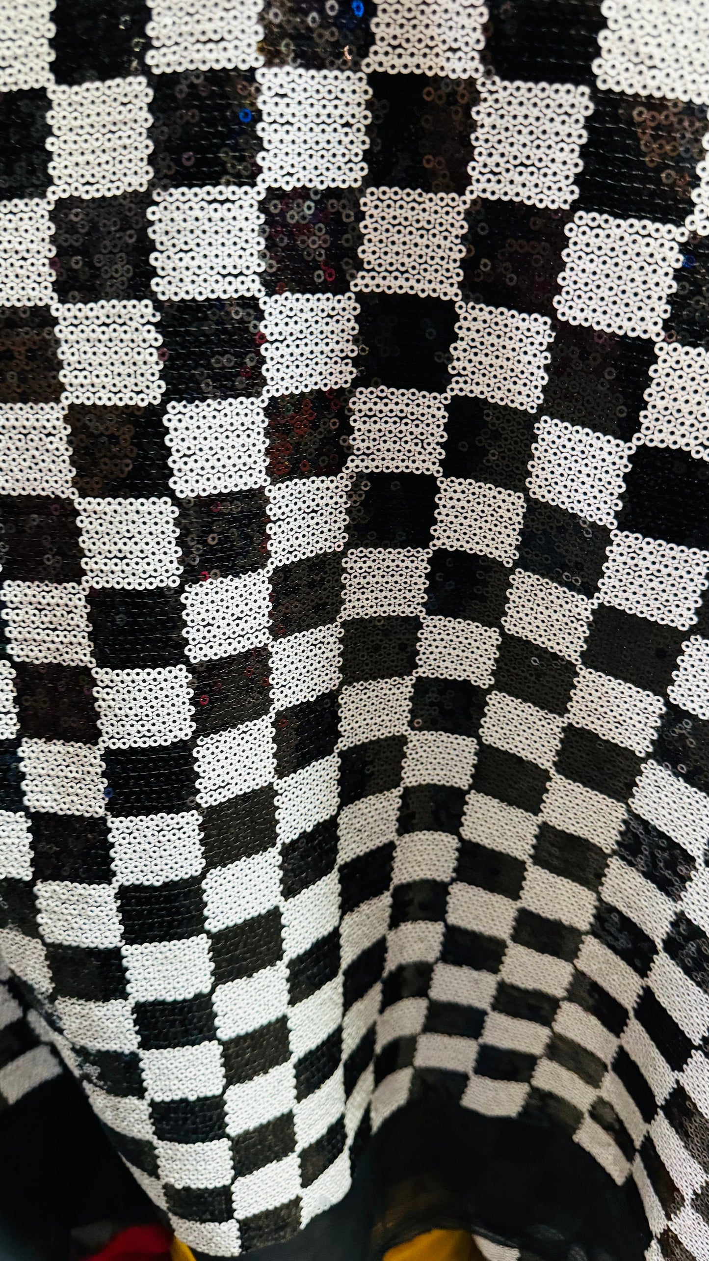 Checkers design mini  sequins embroidered on stretch power mesh nylon spandex 4-way stretch 55/57” High quality fabrics by AlexLAFabrics