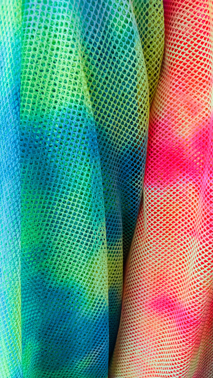 Tie Dye Fishnet 2-way stretch 58/60” High quality fabrics by AlexLAFabrics