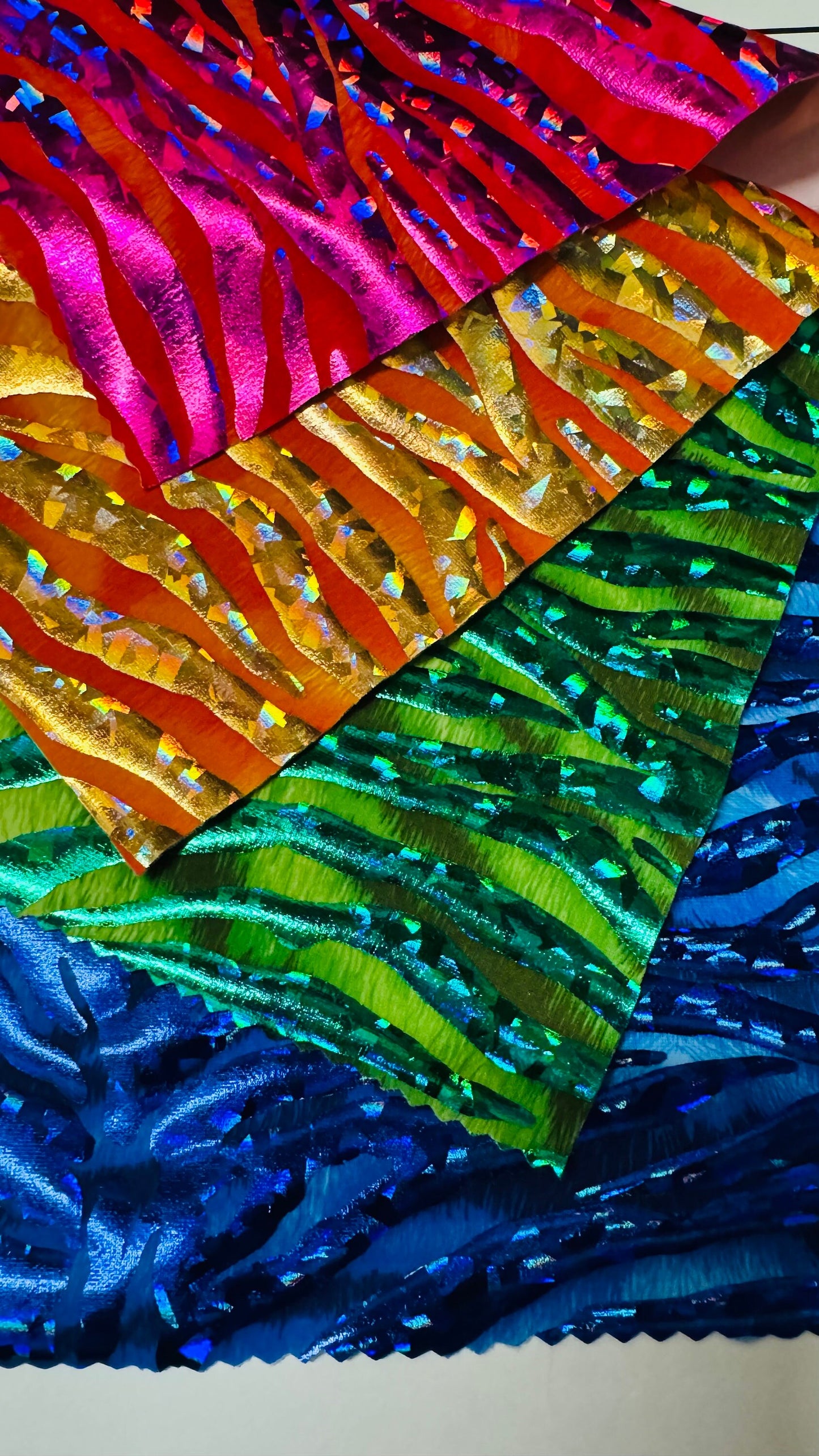 New Disco Zebra design hologram metallic nylon spandex 4-way stretch 58/60” High quality fabrics by AlexLAFabrics