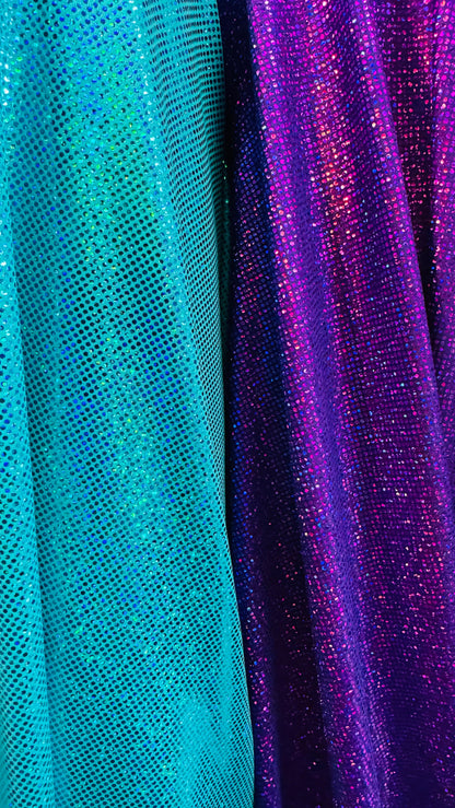 Hologram Sparkling dots metallic nylon spandex 4-way stretch 58/60” High quality fabrics by AlexLAFabrics