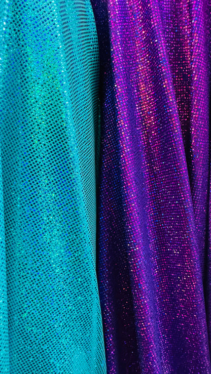 Hologram Sparkling dots metallic nylon spandex 4-way stretch 58/60” High quality fabrics by AlexLAFabrics