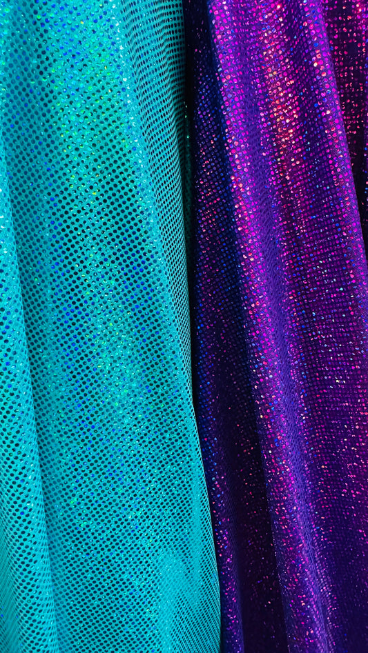 Hologram Sparkling dots metallic nylon spandex 4-way stretch 58/60” High quality fabrics by AlexLAFabrics