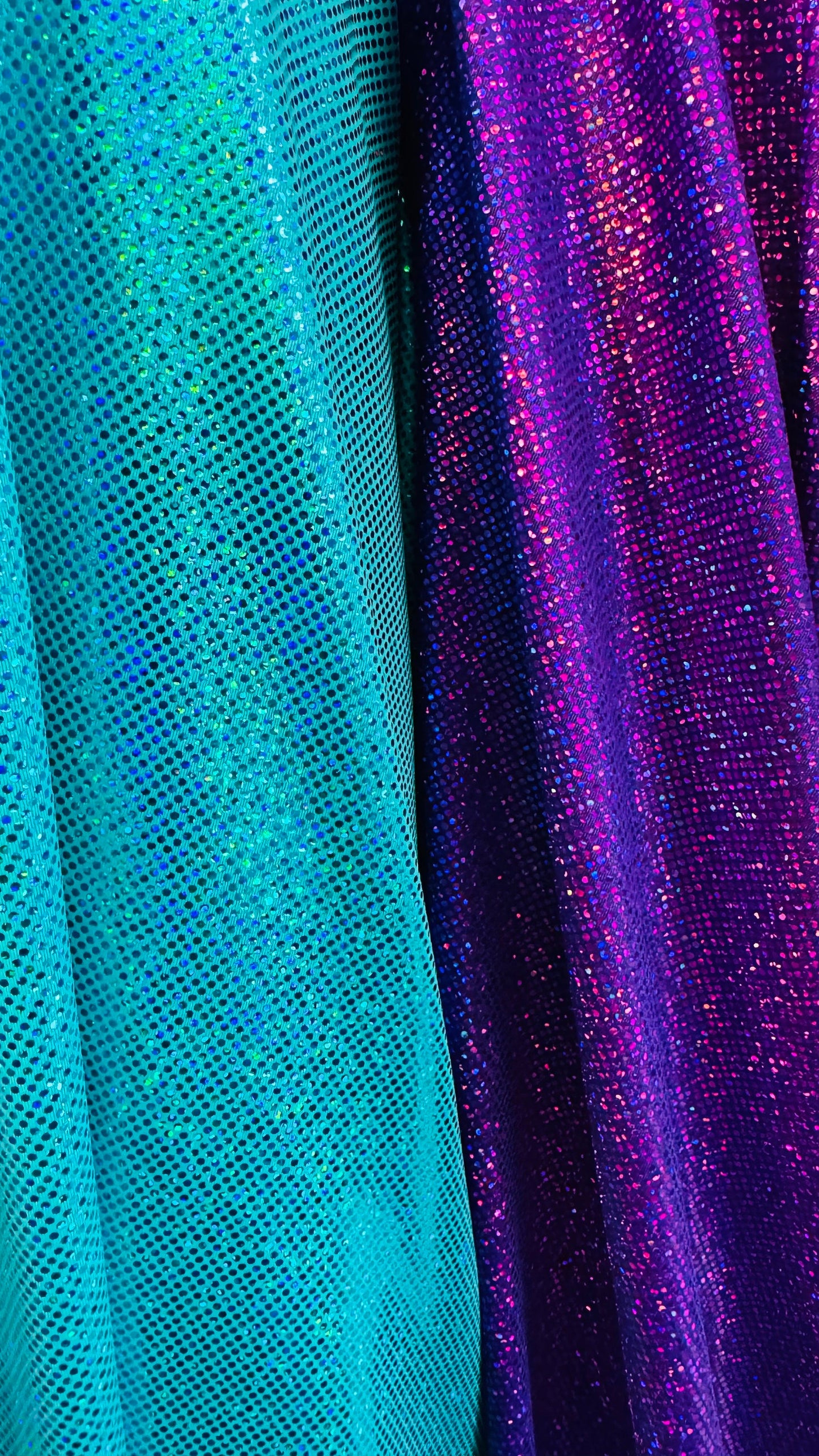 Hologram Sparkling dots metallic nylon spandex 4-way stretch 58/60” High quality fabrics by AlexLAFabrics