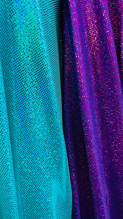 Hologram Sparkling dots metallic nylon spandex 4-way stretch 58/60” High quality fabrics by AlexLAFabrics