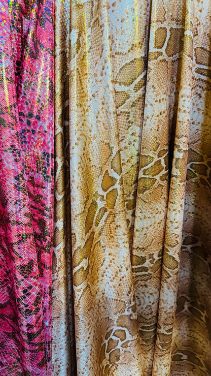 Exotic Boa Snake design hologram metallic nylon spandex 4-way stretch 58/60” High quality fabrics by AlexLAFabrics