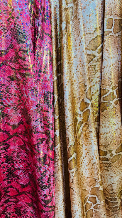 Exotic Boa Snake design hologram metallic nylon spandex 4-way stretch 58/60” High quality fabrics by AlexLAFabrics